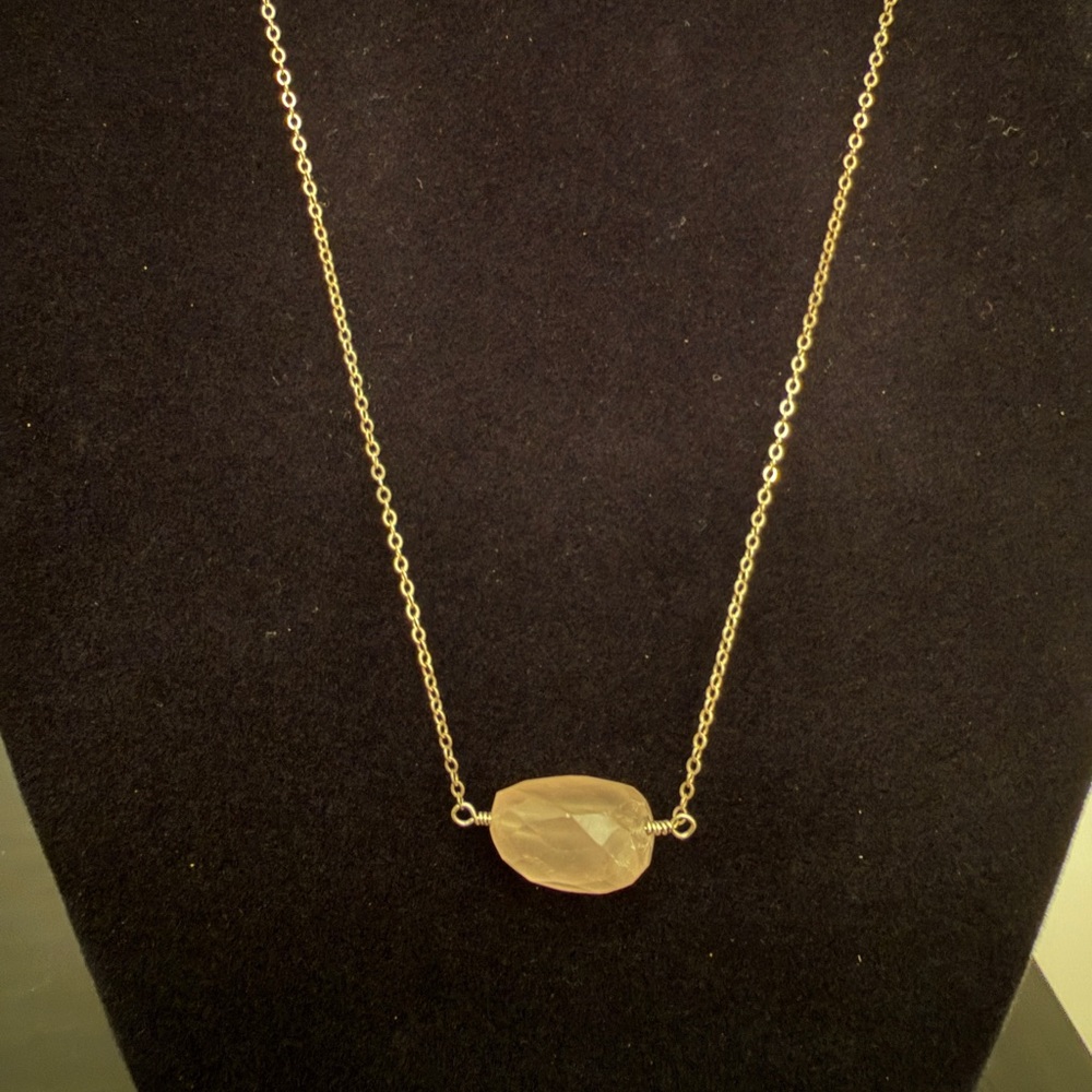 Sterling Necklace with Rose Quartz Pendant